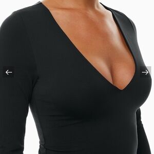Aritzia Black V-Neck Long Sleeve Bodysuit